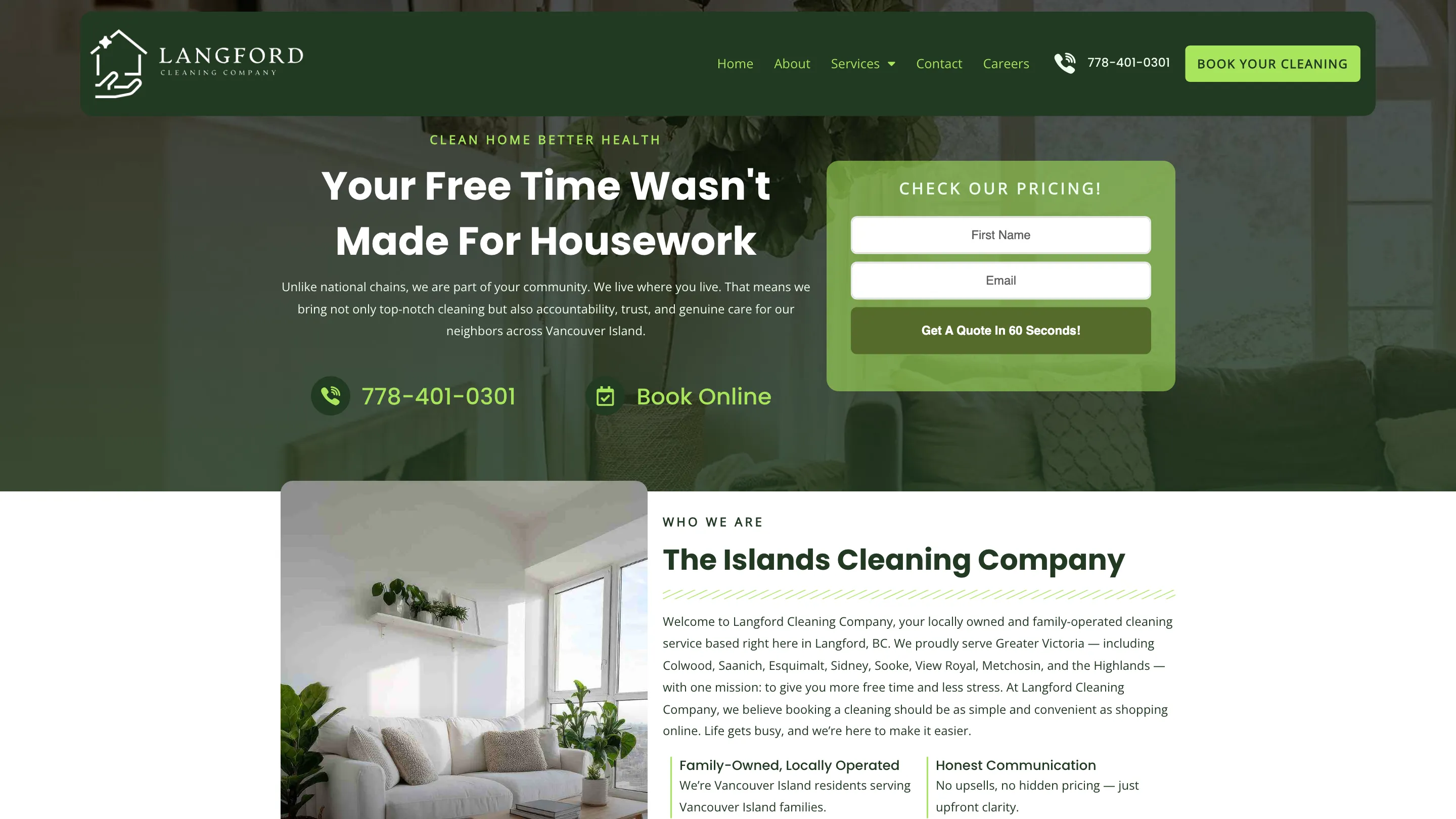 Langford Cleaning Company website designed by Get X Media