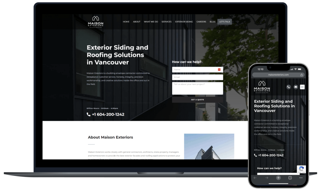Top SEO Results for Maison Exteriors | Powered by Get X Media 7 getxmedia case study mockup maison 1600x950 1